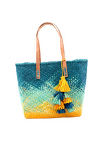 Load image into Gallery viewer, Turquoise Ombre Bag with Tassel Charm Embellishment