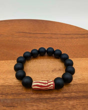 Load image into Gallery viewer, Onyx bracelet with RED African bead