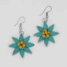 Load image into Gallery viewer, Teal Amaya Flower Earrings