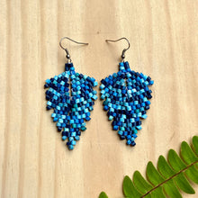Load image into Gallery viewer, Blue Leaf Earrings