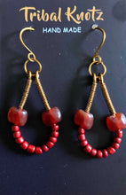 Load image into Gallery viewer, Wire Wrapped Earrings -Red
