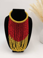 Load image into Gallery viewer, Red & Yellow Kenyan Beaded Necklace