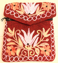 Load image into Gallery viewer, Red Embroidered Floral 3-Pocket Shoulder Bag