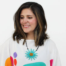 Load image into Gallery viewer, Teal Amaya Flower Statement Necklace