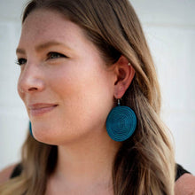 Load image into Gallery viewer, Woven Disc Earrings: Celestial Blue / Small