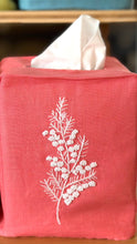 Load image into Gallery viewer, Red Orange Linen Hand Embroidered Tissue Box Cover