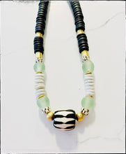 Load image into Gallery viewer, Short African Bone Bead Cylinder Pendant Necklace