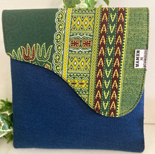 Load image into Gallery viewer, NAVY with Green Fabric-Crossbody Bag, Medium