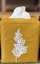 Load image into Gallery viewer, Mustard Color Linen Tissue Box Covers- Hand Embroidered