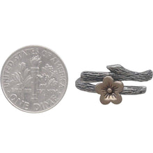 Load image into Gallery viewer, Silver Branch Ring with Bronze Cherry Blossom - Adjustable