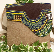 Load image into Gallery viewer, BEIGE: with Green & Brown Fabric-Crossbody Bag, Medium