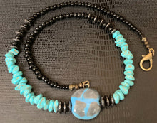 Load image into Gallery viewer, Blue Kazuri Necklace