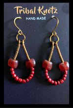 Load image into Gallery viewer, Wire Wrapped Earrings -Red