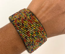 Load image into Gallery viewer, Multicolored Beaded Leather Cuff Bracelet