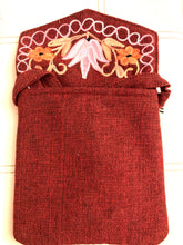 Load image into Gallery viewer, Red Embroidered Floral 3-Pocket Shoulder Bag