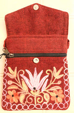 Load image into Gallery viewer, Red Embroidered Floral 3-Pocket Shoulder Bag