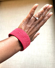 Load image into Gallery viewer, Red Cream Telephone Wire Cuff Bangles
