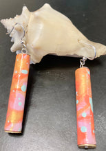 Load image into Gallery viewer, Orange- Abstract Painted Paper Bead Earrings