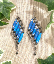 Load image into Gallery viewer, Brazilian Paper Bead Earrings in Blue