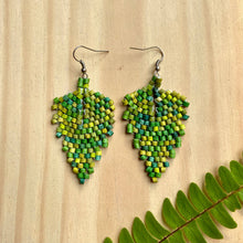 Load image into Gallery viewer, Green Leaf Earrings