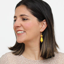 Load image into Gallery viewer, Yellow Geometric Dangle Statement Earrings