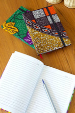 Load image into Gallery viewer, Ankara Cloth Covered Journals - Leaves & Lines