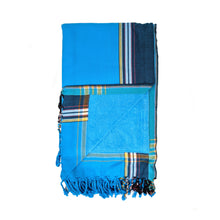 Load image into Gallery viewer, Medium Blue Kenyan Beach Towel with Pocket