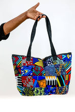 Load image into Gallery viewer, Black Patchwork Tote Bag
