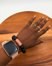 Load image into Gallery viewer, Onyx bracelet with RED African bead