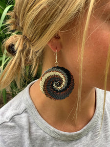 Telephone Wire Earrings: (Black/Gray Swirls)