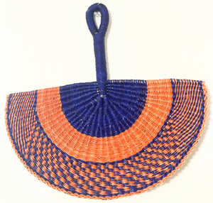 Half-Moon Hand Fan- Orange/Blue