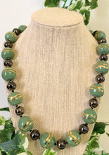 Load image into Gallery viewer, Green &amp; Gold Kazuri Necklace
