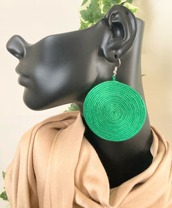 Raffia Earrings-Green