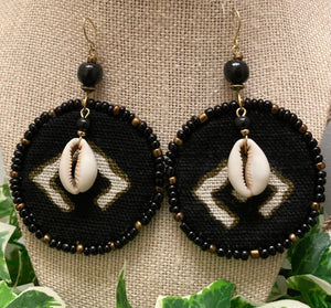 Mudcloth with Cowrie Earrings