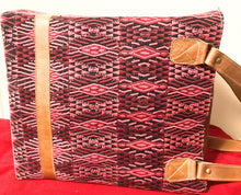 Load image into Gallery viewer, Pink &amp; Black Huipil Tote - Brown Leather
