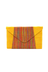 Saffron Two Tone Mélange Straw Envelope Clutch Purse