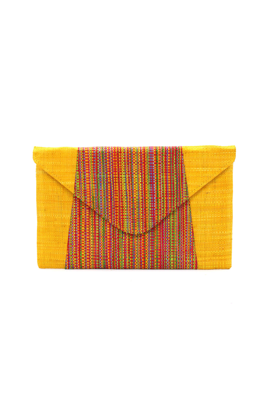 Saffron Two Tone Mélange Straw Envelope Clutch Purse