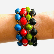 Load image into Gallery viewer, Blue Kenyan Paper Bead Bracelet
