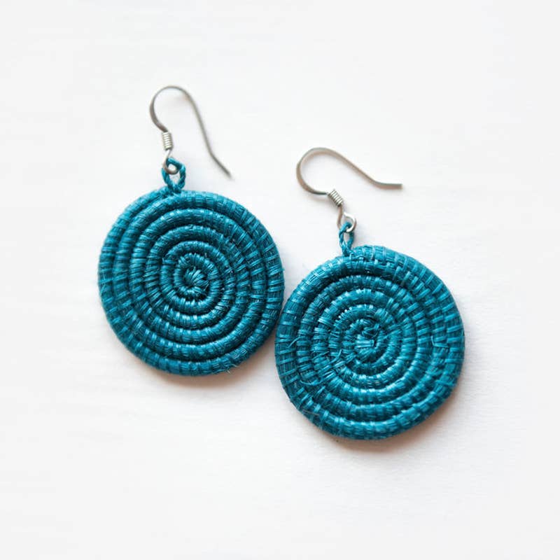 Woven Disc Earrings: Celestial Blue / Small