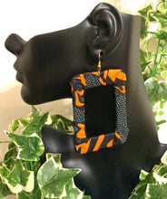 Load image into Gallery viewer, Orange &amp; Black Ankara Earrings
