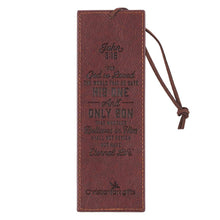 Load image into Gallery viewer, John 3:16 Brown Two-Tone Cross Faux Leather Bookmark
