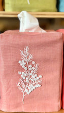 Load image into Gallery viewer, Red Orange Linen Hand Embroidered Tissue Box Cover
