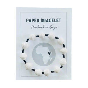 White Kenyan Paper Bead Bracelet