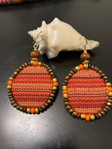 Red Multicolored Lined Earrings