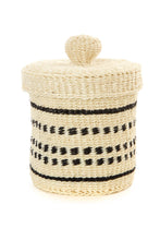Load image into Gallery viewer, Natural &amp; Black Patterned Sisal Lidded Container Basket
