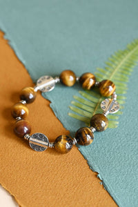 Kenyan Tiger's Eye and Silver Stretch Bracelet