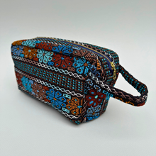 Load image into Gallery viewer, Blue Handwoven &amp; Spill Proof Cosmetic Travel Bag
