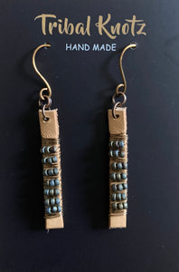 Leather Stick Earrings- Gray