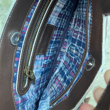 Load image into Gallery viewer, Huipil Clutch: Natural Brown Leather Back - C
