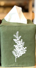 Load image into Gallery viewer, Red Orange Linen Hand Embroidered Tissue Box Cover
